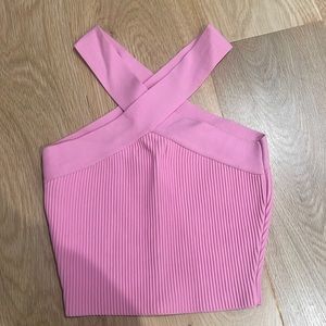 Glasson’s Pink Cross Halter Top